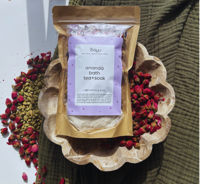 Ananda Bath Tea + Soak with Cardamom & Rose | Ayurvedic Bath Ritual | Handmade in Canada